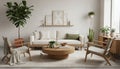 Minimalist Scandinavian Living Room with Plants adobestock.com Sweden Royalty Free Stock Photo